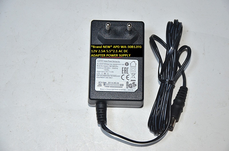 *Brand NEW* WA-30B12FG APD 12V 2.5A 5.5*2.1 AC DC ADAPTER POWER SUPPLY